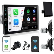 Alondy Single Din Car Radio Touchscreen (10.4" Rotatable) Compatible with Apple CarPlay [Wireless] Android Auto Car Stereo Bluetooth USB Aux SD Backup Camera