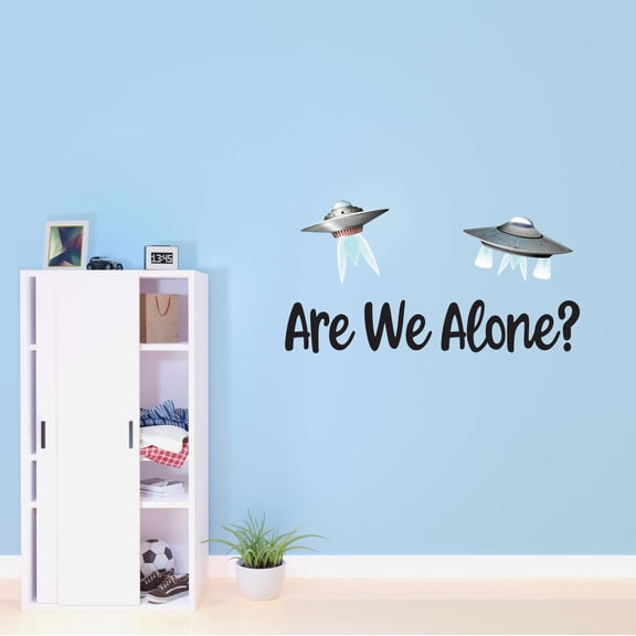 Are We Alone Aliens 2 Spaceships Mars Planets Outer Space Science Fiction Stranger Teddy Bear Dino Dinosaurs Tractor Trucks Airplane Holiday Decorating Ideas Wall Decal Sticker - Size: 40 In X 20 In