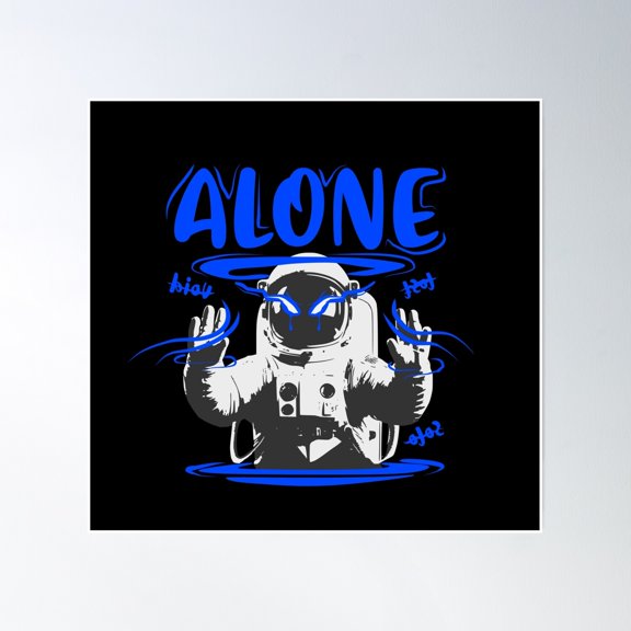 Alone Astronaut In Space - Lost In The Cosmos Graphic Poster Wall Art, Modern Wall Decor, 16x16 UNFRAMED