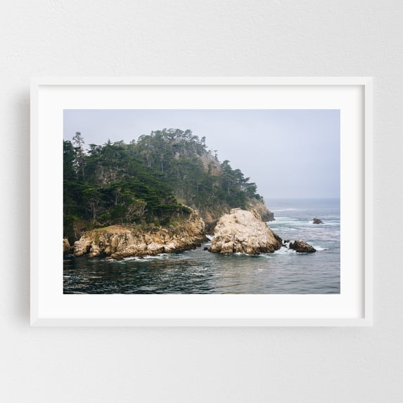 Alone in the Bluffs - Big Sur California Photography Coast Ocean Nature Landscape Water Scenic Forest White Framed Wall Art Print 5 x 7 inches