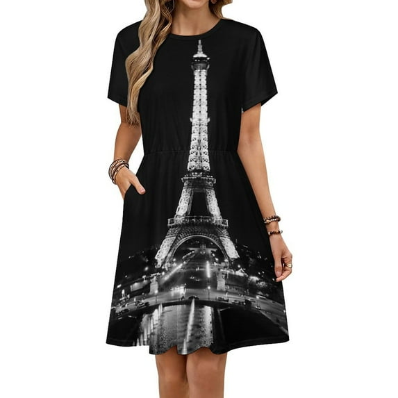 Alone with The Tower Paris, France Sundress Short Sleeve Dress Summer Women Clothes Dress for Women Dresses