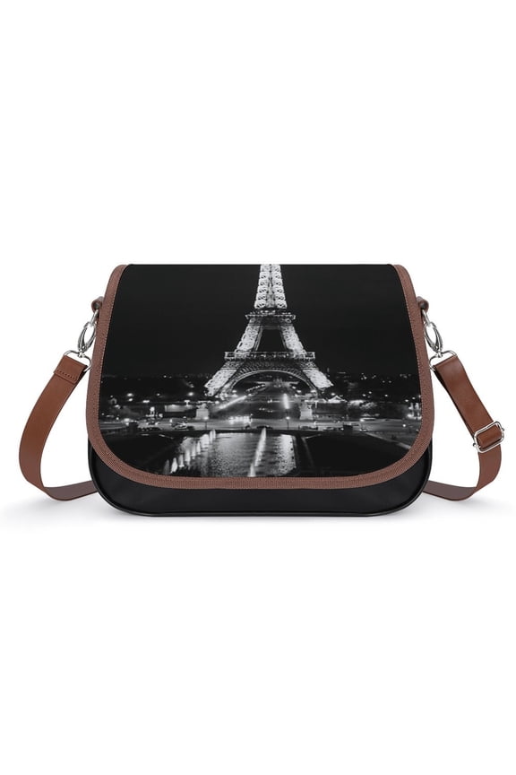 Alone with The Tower Paris, France Vintage Crossbody Bag for Women Medium Leather Hobo Bags Shoulder Bag Classic City Leather Satchels