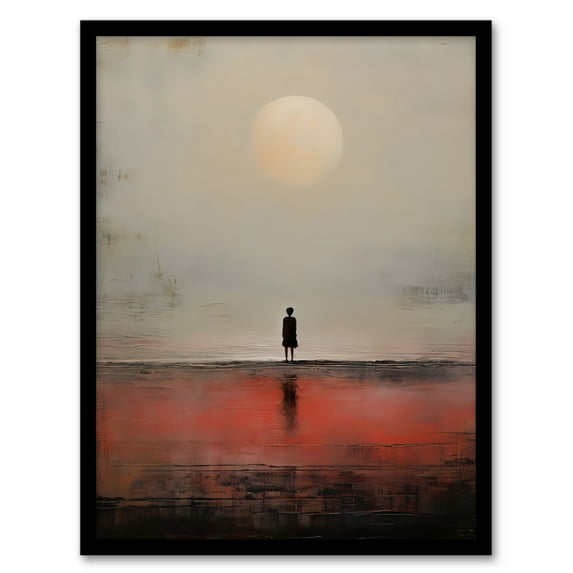 Alone with the Sea Minimalist Misty Seascape Sunset Art Print Framed Poster Wall Decor 12x16 inch