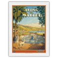 thumbnail image 1 of Along the Malibu - California Coast Highway - Motorcoach Touring Company - Vintage Travel Poster by Kerne Erickson - Japanese Unryu Rice Paper Art Print 24 x 32 in, 1 of 4