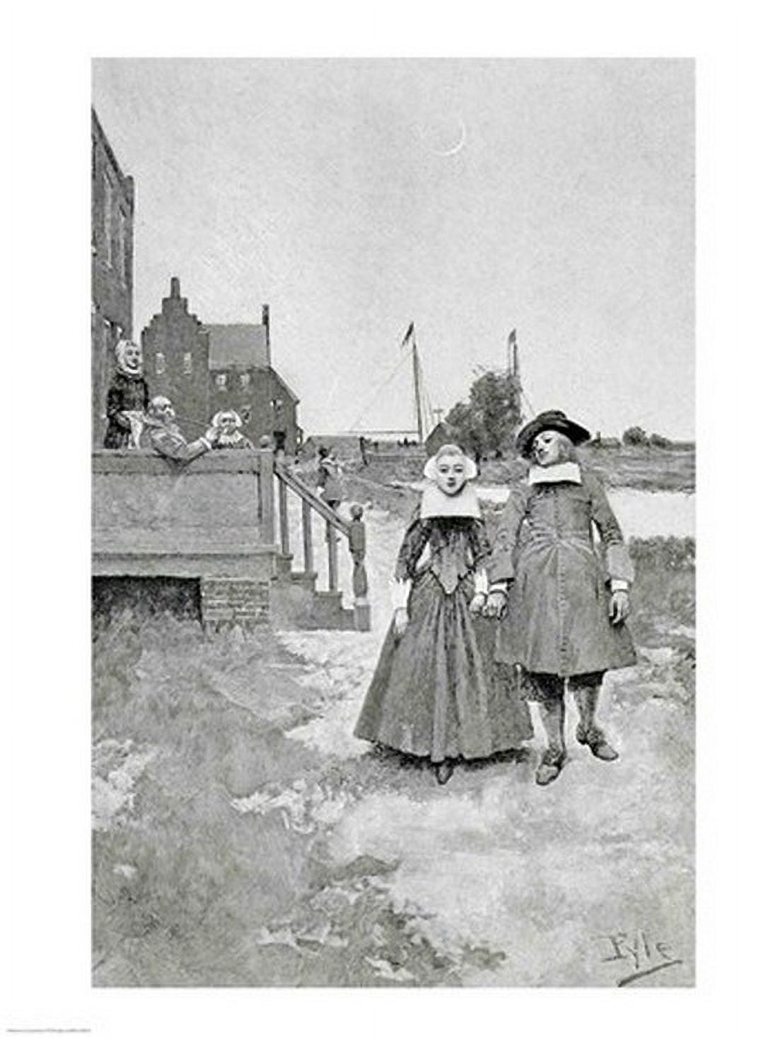 Along the Canal in Old Manhattan illustration from The Evolution of New York Canvas Art - Howard Pyle (18 x 24)
