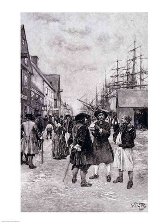 Along the Water Front in Old New York illustration from The Evolution of New York Canvas Art - Howard Pyle (18 x 24)