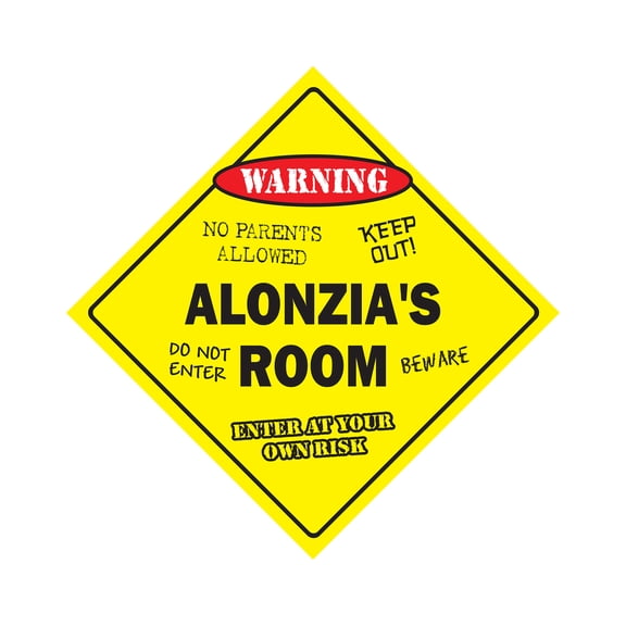 Alonzia's Room Sign Crossing Zone Xing | Indoor/Outdoor | 12" Tall kids bedroom decor door children's name boy girl