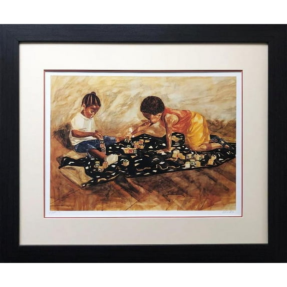 Alonzo Adams "Blocks" CUSTOM FRAMED Hand Signed Art Generic