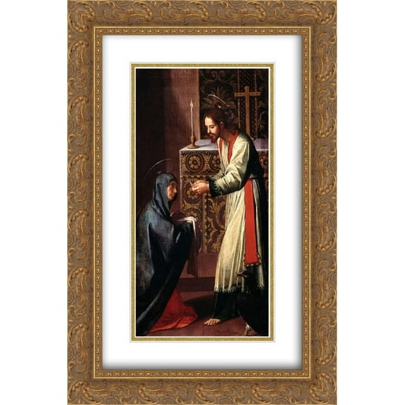 Alonzo Cano 2x Matted 18x24 Gold Ornate Framed Art Print 'St. John the Evangelist giving communion to the Virgin'