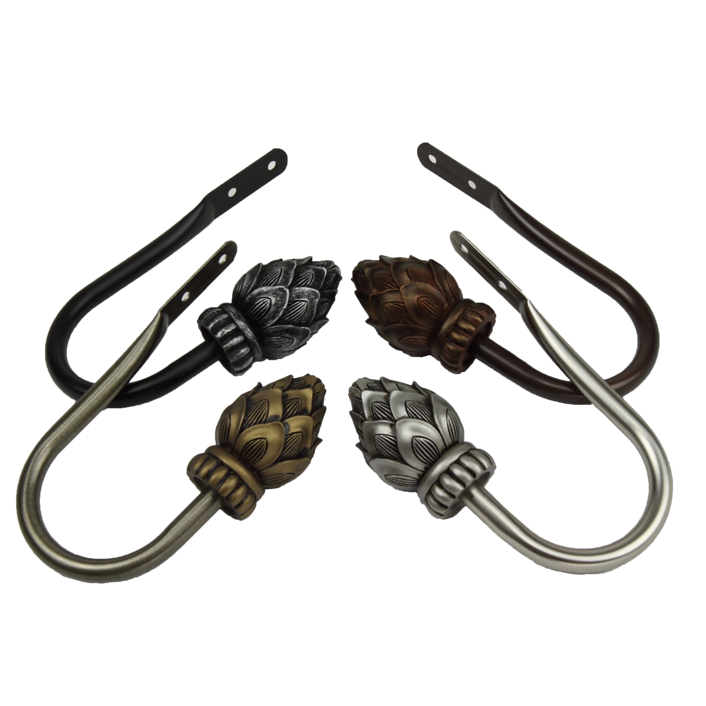 Alonzo Curtain Holdback Pair in Satin Nickel