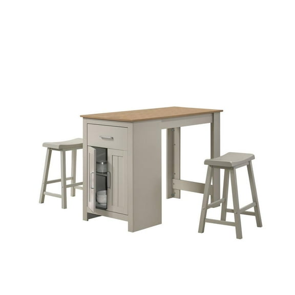 Alonzo Light Gray Engineered Wood Counter Height Table and 2 Counter Stools