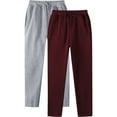 thumbnail image 1 of Aloohaidyvio 2 Pack Women's Causal Drawstring High Waist Baggy Straight Wide Leg Sweatpants Solid Color Loose Trousers with Pockets, 1 of 5
