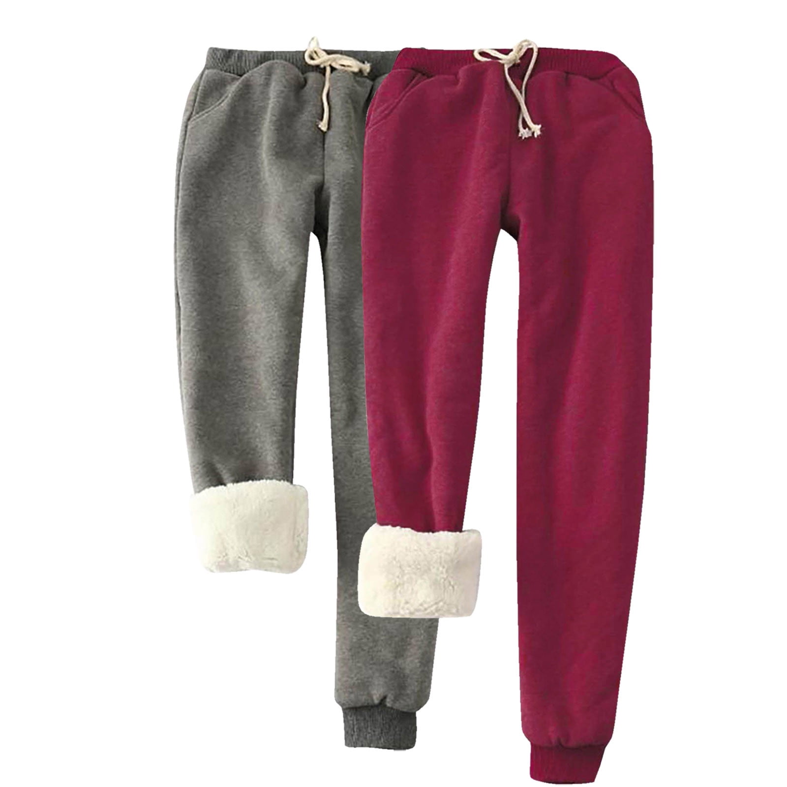 Aloohaidyvio 2 Pack Women's Fleece Lined Sweatpants Winter Thermal