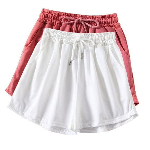 Aloohaidyvio 2 Packs Shorts for Women,Women's Casual Sweat Shorts - 3.5'' Athletic Summer Comfy Cotton Lounge Shorts Gym Jersey Shorts with Pockets