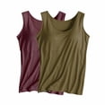 thumbnail image 1 of Aloohaidyvio 2 Pcs Women's Summer Basic Built in Bra Tank Tops 2024 Round Neck Soft Casual Loose Sleeveless Shirts, 1 of 2