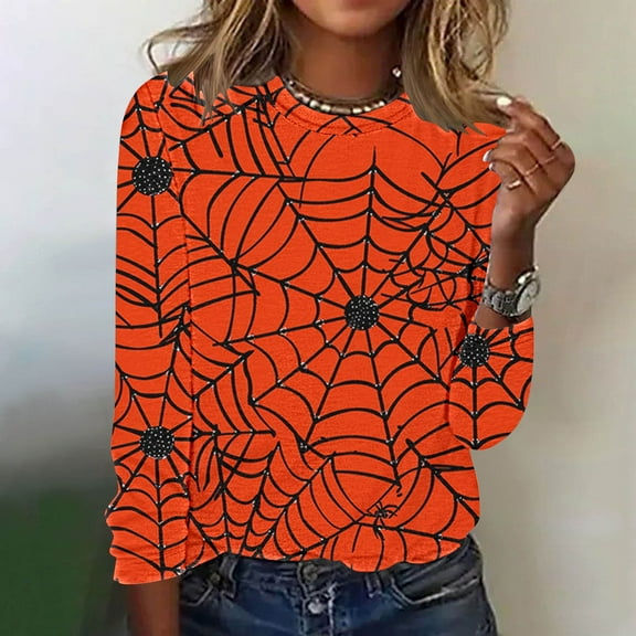 Aloohaidyvio Halloween Clothes ,Halloween Ghost Sweatshirt Women Embroidered Spooky Long Sleeve Shirt Crewneck Halloween Pullover Top