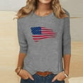 thumbnail image 1 of Aloohaidyvio 2024 Independence Day Tops for Women,3/4 Sleeve Vintage American Flag Shirt,4th of July Summer Patriotic Loose T-shirt, 1 of 4