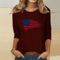 thumbnail image 1 of Aloohaidyvio 2024 Independence Day Tops for Women,3/4 Sleeve Vintage American Flag Shirt,4th of July Summer Patriotic Loose T-shirt, 1 of 4