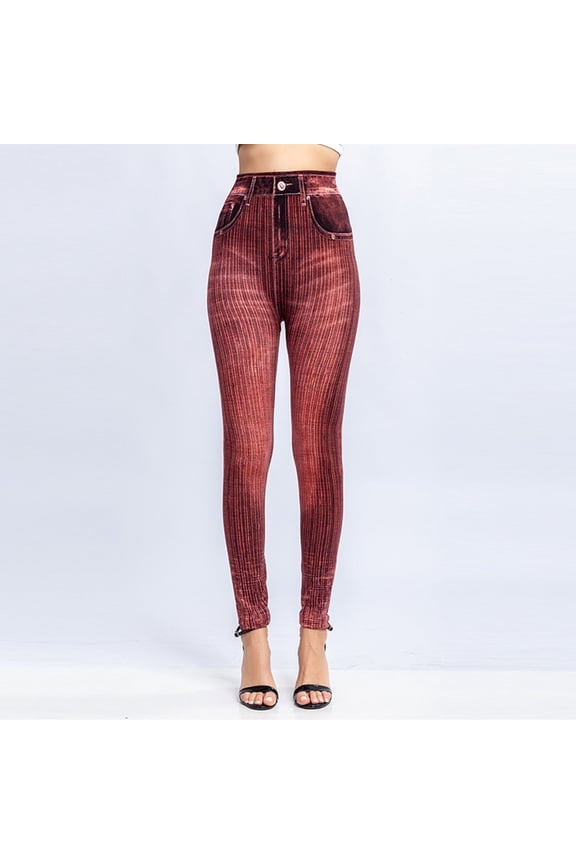 2024 Summer Pants Plus Size,Fashion Women Pants Casual Imitation Denim Leggings Elastic Slim Hip Ninth