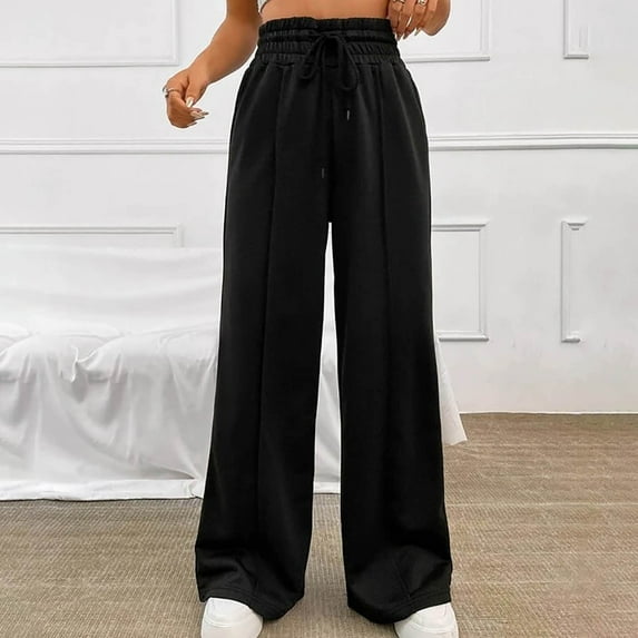 Aloohaidyvio 2024 Summer Pants for Women Plus Size,Fashion Womens Pants Casual Solid Color Straight Wide Leg Trousers