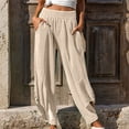 thumbnail image 1 of Aloohaidyvio 2024 Summer Pants for Women,Womens Spring And Autumn Solid Color Elastic Waist Cotton Leggings Casual Pants, 1 of 6
