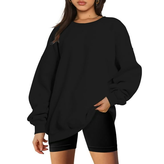 Aloohaidyvio 2024 Summer Plus Size Tops,Fashion Woman Long Sleeve Round Neck Loose Sweatshirt Solid Blouse Tops