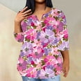 thumbnail image 1 of Aloohaidyvio 2024 Women's Plus Size V Neck 3/4 Sleeve Business Casual Work Tunic Tops Blouse Shirts 3XL, 1 of 4