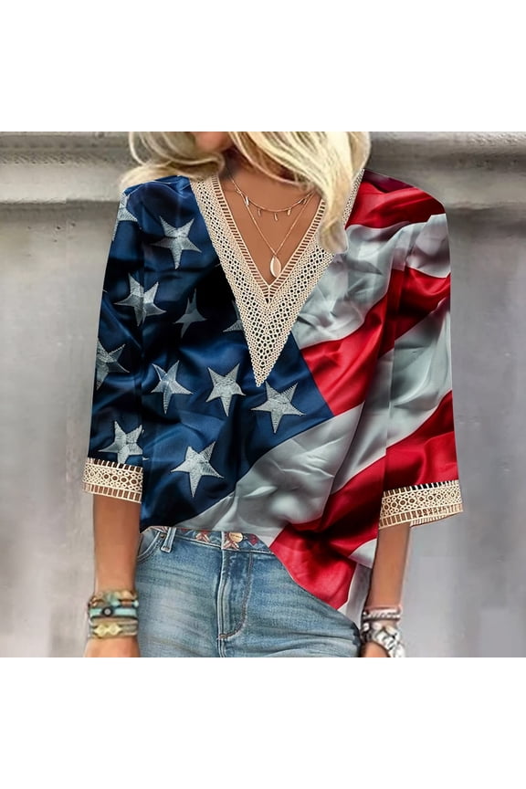Womens American Flag Shirts ,Independence Day Tops for Women, Summer 4th of july Clothes
