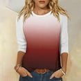 thumbnail image 1 of Aloohaidyvio 3/4 Sleeve Shirts for Women,Womens Trendy Tops 3/4 Sleeve Shirts Crew Neck Loose Casual Blouses Gradient Print T shirts, 1 of 5