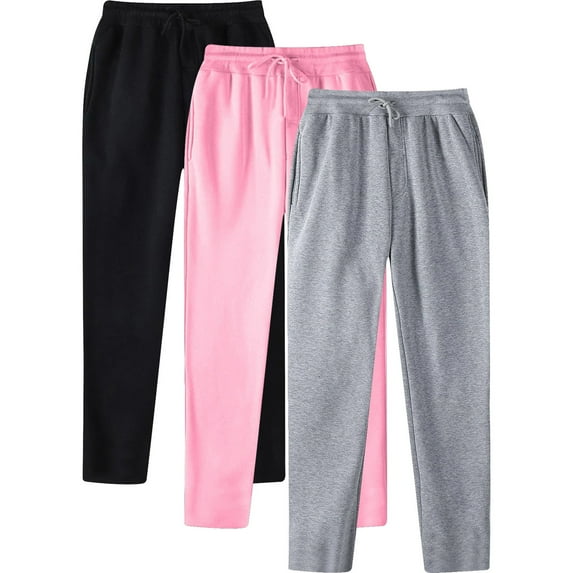 Aloohaidyvio 3 Pack Wide Leg Sweatpants for Women 2024 Casual Baggy Fleece High Waisted Joggers with Pockets