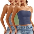 thumbnail image 1 of Aloohaidyvio 3 Pack Womens Tube Tops Strapless Shirt Summer Outfits Bandeau Basic Crop Top Y2k Going Out, 1 of 7