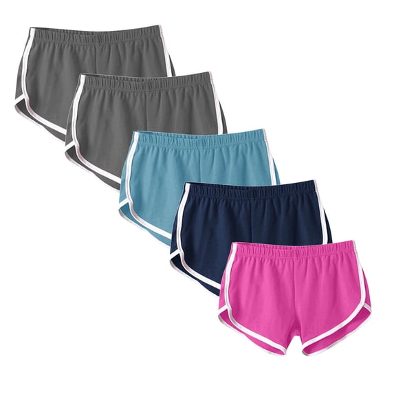 Aloohaidyvio 5 Pack Shorts for Women 2024 Women Sport Cotton Shorts Yoga Running Workout Shorts Summer Athletic Elastic Waist Dolphin Shorts