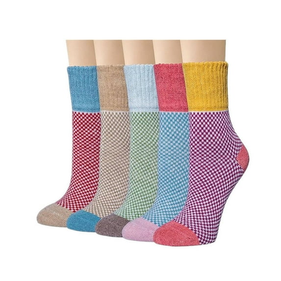 Aloohaidyvio 5 Pairs Wool Socks for Women - Womens Wool Socks Winter Warm Wool Socks Men Cozy Knit Socks Boots Socks for Women
