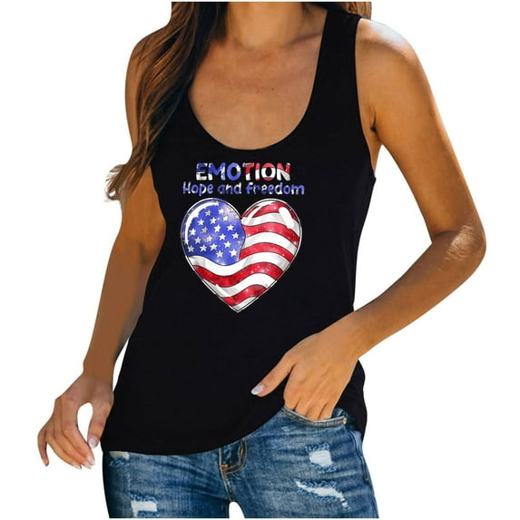 Aloohaidyvio American Flag Tank Tops for Women Funny USA Flag Graphic Sleeveless Tshirt 4th of July Memorial Day Gift Tee Vest