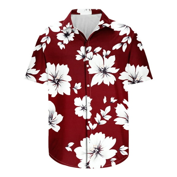 Aloohaidyvio Beach Hawaiian Shirt for Men Summer Vacation Short Sleeves Printed Casual Button Down Shirts
