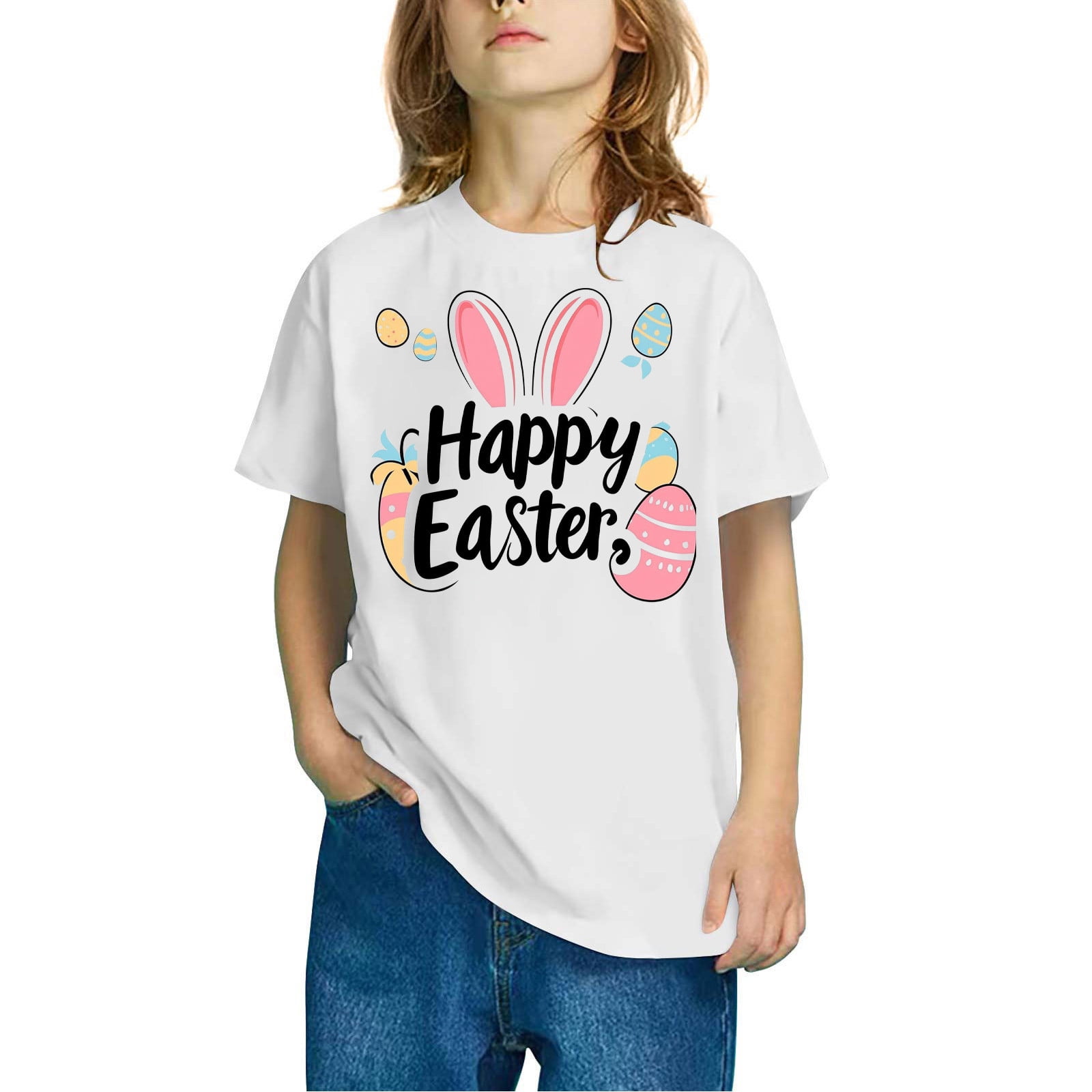 Aloohaidyvio Big Boys Easter Tee Easter Bunny Family T-Shirt for Girls ...