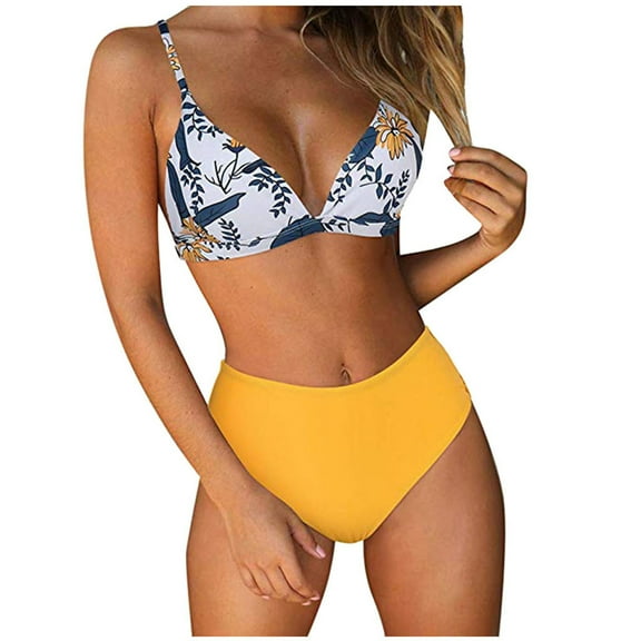 Aloohaidyvio Bikini Juniors,Fashion Women Sexy Solid and Printed Swimwear Bikini Split Swimsuit Set, Womens Swimwear