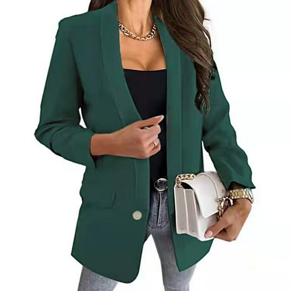 Aloohaidyvio Blazers for Women Fall Winter Women's Casual Bussiness Pockets Blazers Long Sleeve Work Office Jackets Lapel Button Blazer