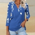 thumbnail image 1 of Aloohaidyvio Blouses for Women 3/4 Sleeve,Women's 2024 Summer Spring Trendy T-Shirts Casual 3/4 Sleeve Shirts Solid Color V Neck Basic Tees Loose Print Tops, 1 of 5