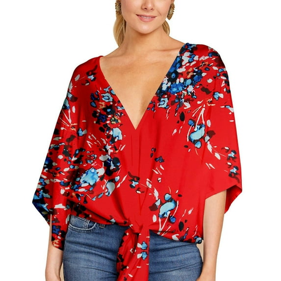Aloohaidyvio Long Sleeve Tops,Womens Casual Boho Floral Print V Neck Long Sleeve Blouses Button Down Shirts Dressy Chiffon Loose Ruffle Tops