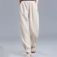 thumbnail image 1 of Aloohaidyvio Pants for Women Women Cotton Linen Wide Leg Pants High Waisted Business Work Casual Pants Loose Flowy Beach Palazzo Pants Size 2XL, 1 of 6