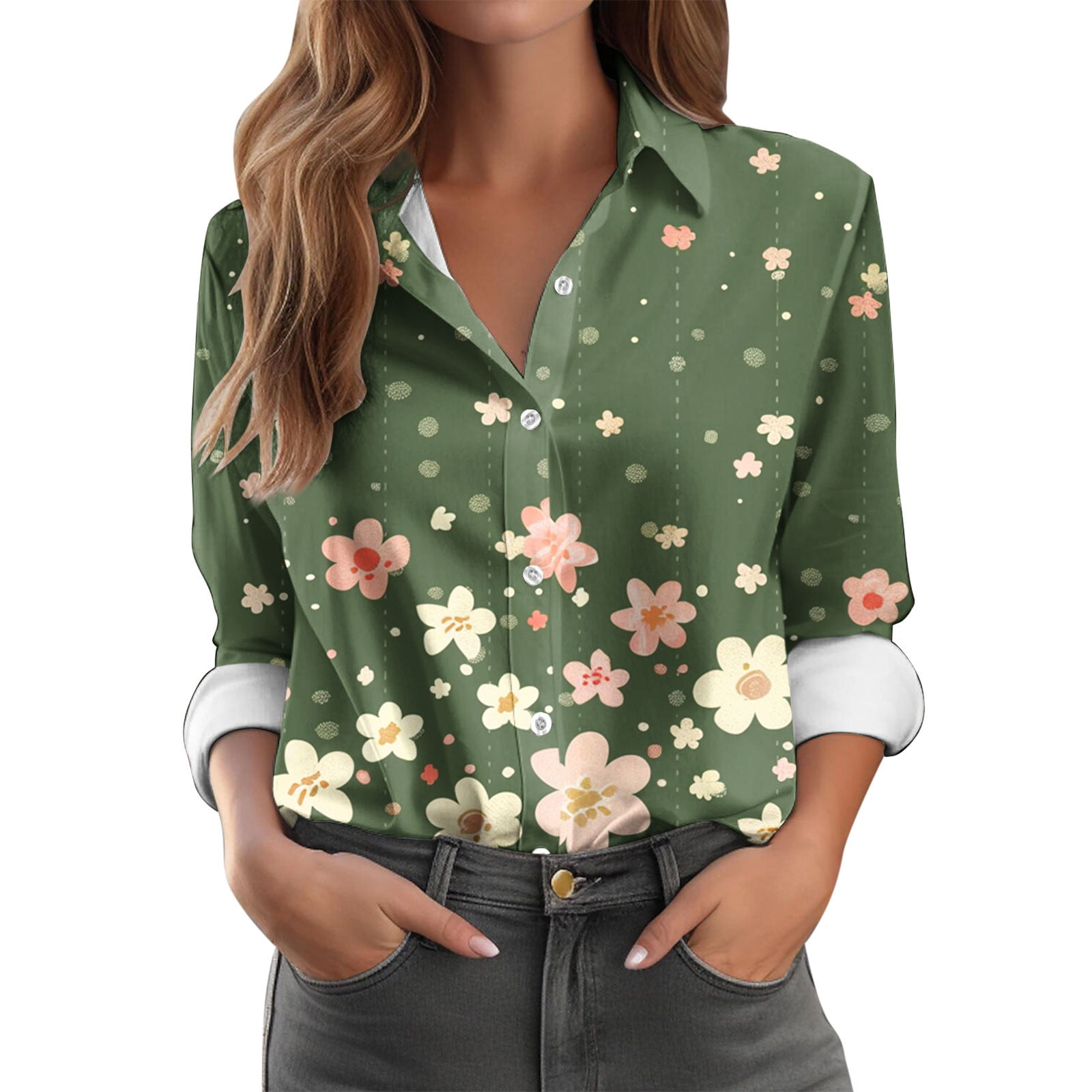 Aloohaidyvio Button Down Shirts for Women,Women's Fall Button Down ...