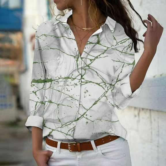 Aloohaidyvio Button Down Shirts for Women,Fall Classic-Fit Super Soft Wrinkle Free Button Down Shirts for Women Long Sleeve Formal Work Dress Blouses Tops