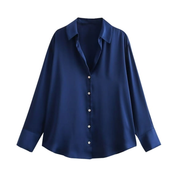 Aloohaidyvio Button Down Shirts for Women,Women's Fall Button Down Shirts Dress Shirts Long Sleeve Wrinkle Free Collared Work Office Blouses Chiffon Tops