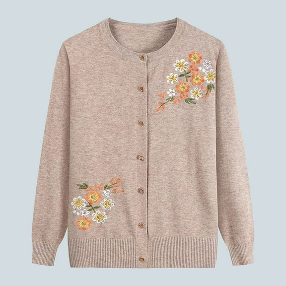 Aloohaidyvio Cardigan Sweaters for Women,Women's Coat Knitted Cardigan Floral Print Design Outerwear Sweater Tops