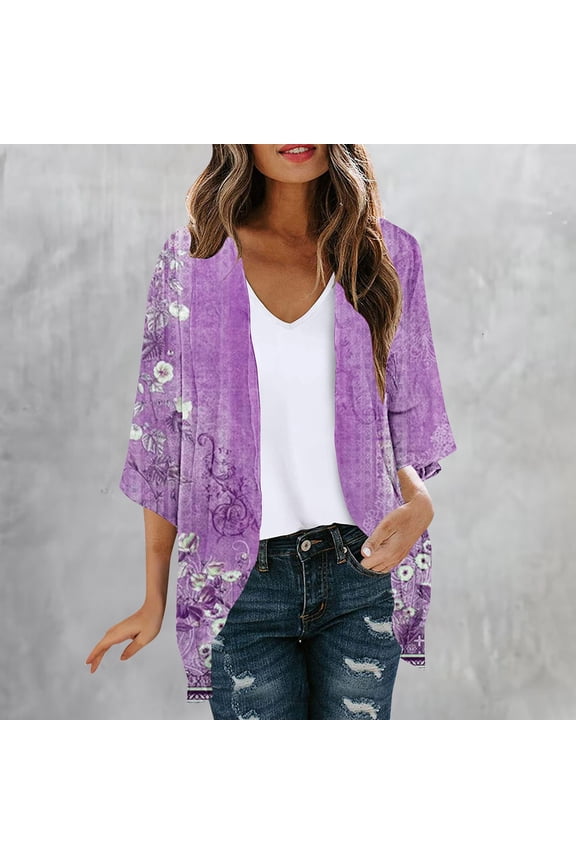Cardigan Sweaters for Women,Women's Lightweight Cardigan Fashion Half Sleeve Chiffon Beach Cover Ups Cardigans