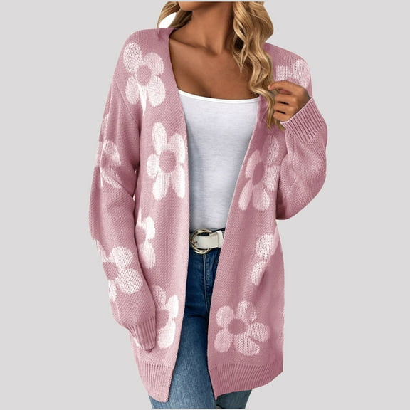 Aloohaidyvio Cardigan Sweaters for Women,Women's Open Front Knit Sweater Oversized Lantern Sleeve Cardigan Outwear