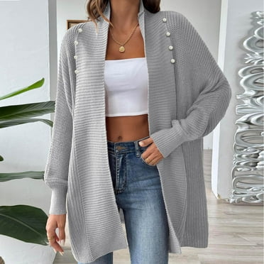 Aloohaidyvio Cardigans for Women Plus Size,Women's 2024 Fashion Casual Open Front Long Sleeve Chunky Knit Cardigans Sweaters Outerwear Coats