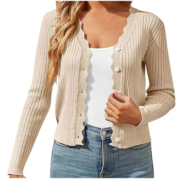 Aloohaidyvio Cardigans for Women Plus Size,Women's Cropped Cardigan Long Sleeve Button Down Bolero Shrug Knit Sweater Tops Open Front Lightweight