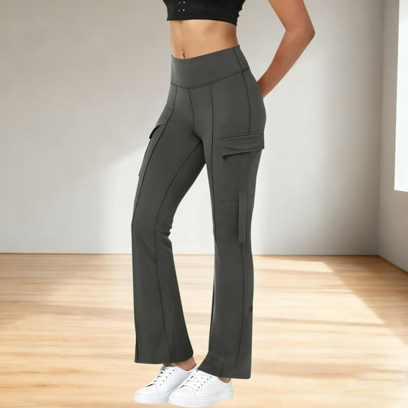 Aloohaidyvio Cargo Flare Yoga Pants for Women Summer High Waist Bell Bottom Leggings Comfy Stretch Pants